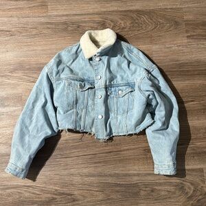 Zara TRF Denim Fur Cropped Jacket/Coat